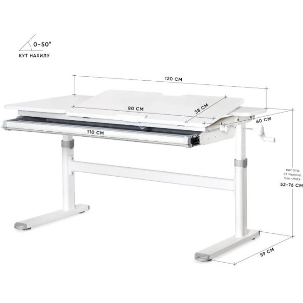 Фото - Парта шкільна Evo-kids TH-360 WG/G Lite